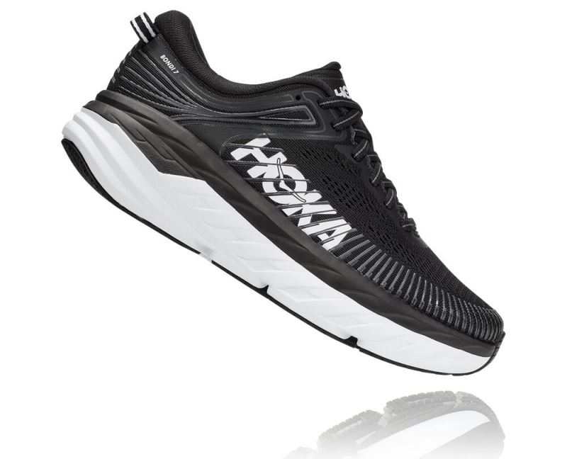 Hoka One One Bondi 7 Homem - Sapatos Ortopédicos Pretas / Branco | PT-fP2WoJx